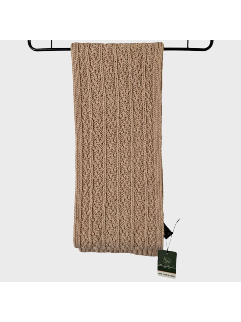Eddie Bauer Cable Knit Scarf Khaki/Tan Women's O/S Chunky Soft Warm Winter NEW - Picture 5 of 8
